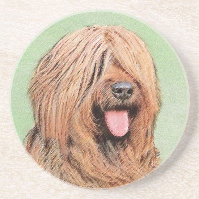 Dessous De Verre En Grès Tableau de bord - Joli art original chien (Devant)
