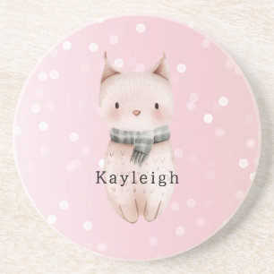 Dessous De Verre En Grès Taches de confettis de chat rose blush  