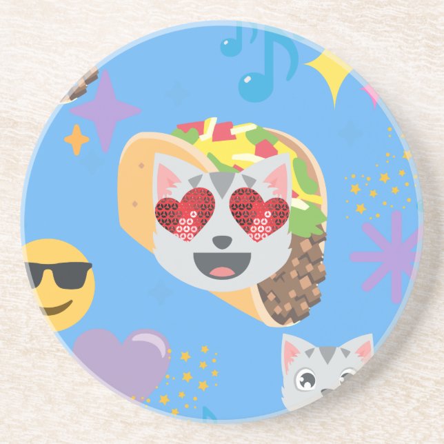 Dessous De Verre En Grès taco cat emoji (Devant)