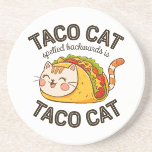 Dessous De Verre En Grès Taco Chat Écrit À L'Arrière Est Taco Chat Cute Fel