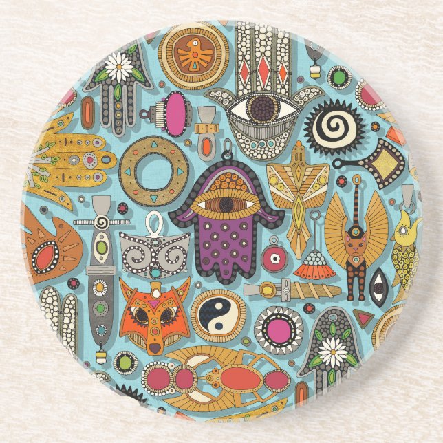Dessous De Verre En Grès talismans piscine bleu (Devant)