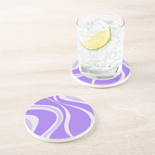 Dessous De Verre En Grès Tapis de coaster Vagues Violettes (Côté)