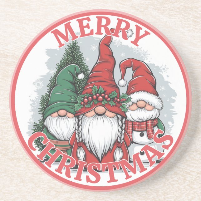 Dessous De Verre En Grès Tapis de Noël Gnomes (Devant)