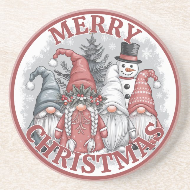 Dessous De Verre En Grès Tapis de Noël Gnomes (Devant)
