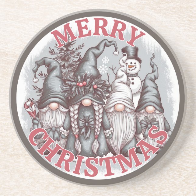 Dessous De Verre En Grès Tapis de Noël Gnomes (Devant)
