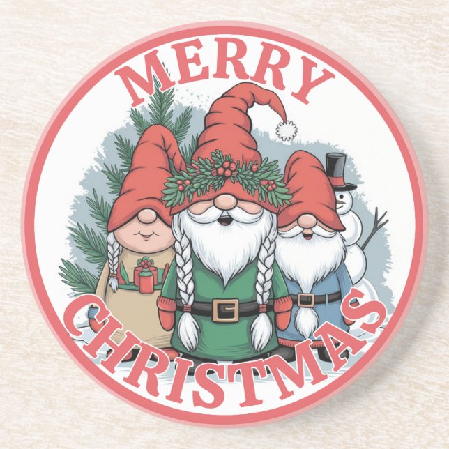 Dessous De Verre En Grès Tapis de Noël Gnomes (Devant)