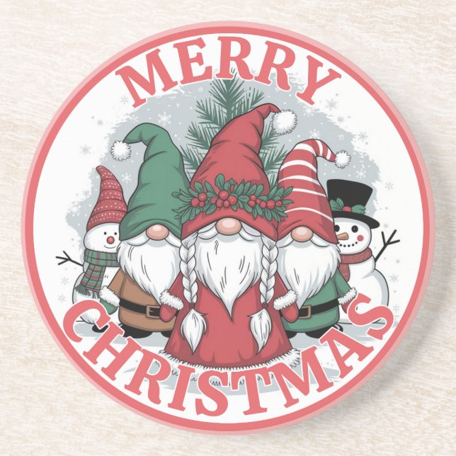 Dessous De Verre En Grès Tapis de Noël Gnomes (Devant)