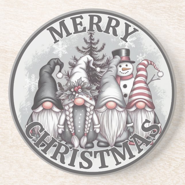 Dessous De Verre En Grès Tapis de Noël Gnomes (Devant)