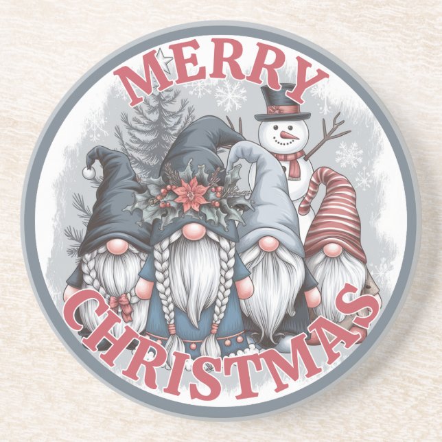 Dessous De Verre En Grès Tapis de Noël Gnomes (Devant)