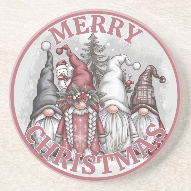 Dessous De Verre En Grès Tapis de Noël Gnomes (Devant)