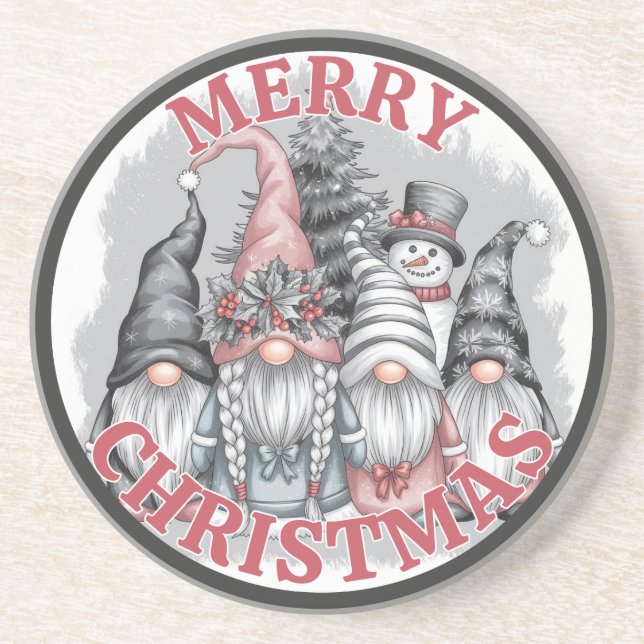 Dessous De Verre En Grès Tapis de Noël Gnomes (Devant)