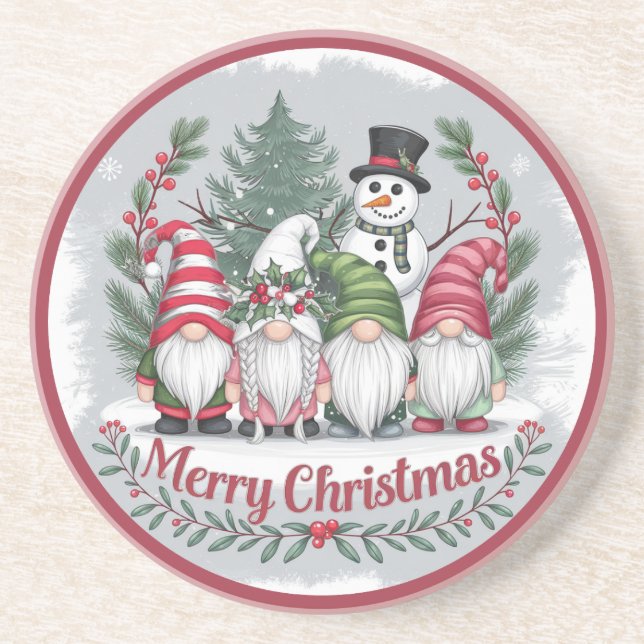 Dessous De Verre En Grès Tapis de Noël Gnomes (Devant)