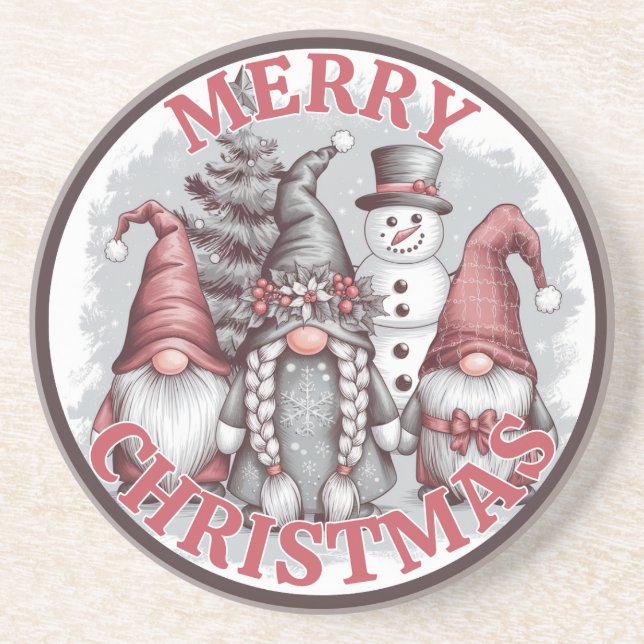 Dessous De Verre En Grès Tapis de Noël Gnomes (Devant)