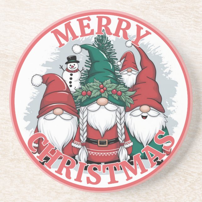 Dessous De Verre En Grès Tapis de Noël Gnomes (Devant)