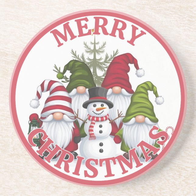 Dessous De Verre En Grès Tapis de Noël Gnomes (Devant)
