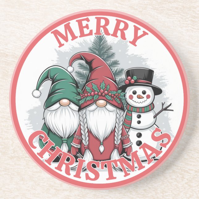 Dessous De Verre En Grès Tapis de Noël Gnomes (Devant)