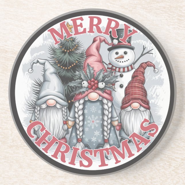 Dessous De Verre En Grès Tapis de Noël Gnomes (Devant)