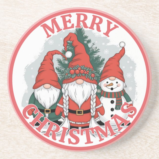 Dessous De Verre En Grès Tapis de Noël Gnomes (Devant)