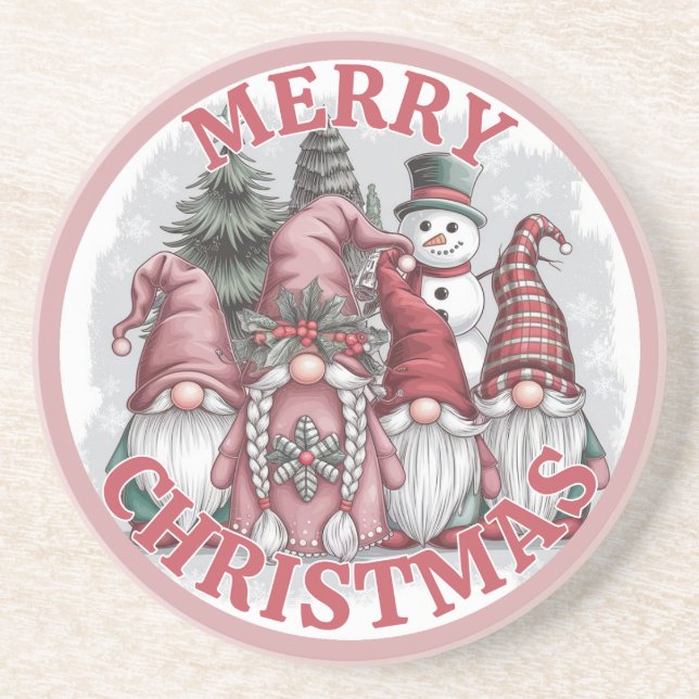 Dessous De Verre En Grès Tapis de Noël Gnomes (Devant)