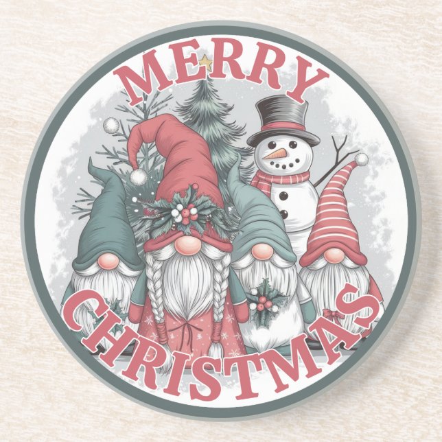 Dessous De Verre En Grès Tapis de Noël Gnomes (Devant)