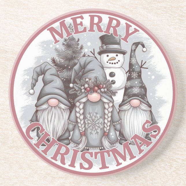 Dessous De Verre En Grès Tapis de Noël Gnomes (Devant)