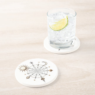Dessous De Verre En Grès Tapis de pierre en grès mandala Soleil & Lune céle