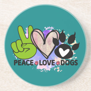 Dessous De Verre En Grès Tapis de souris Peace Love Dogs – Cadeau pour amat