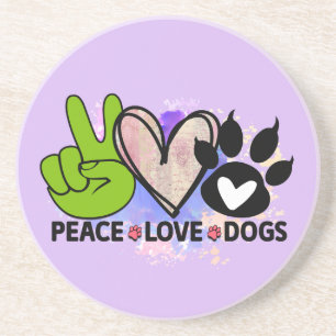 Dessous De Verre En Grès Tapis de souris Peace Love Dogs Coaster – Cadeau p