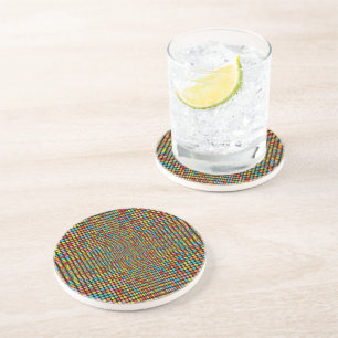Dessous De Verre En Grès Tapis de verre Rétro Années 70 Motif Op Art Coloré