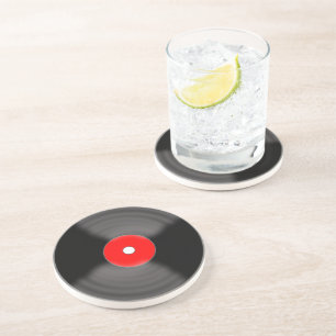Dessous De Verre En Grès Tapis de verre vinyle rouge vintage Rockabilly