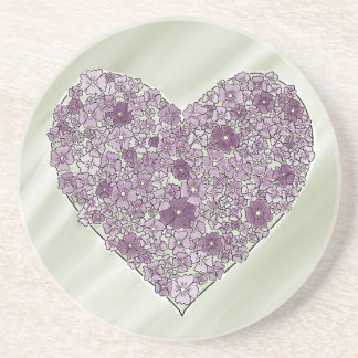 Dessous De Verre En Grès Tapis rond à cœur fleuri violet