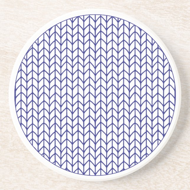 Dessous De Verre En Grès Tapis rond en grès bleu ligne tricoté  (Devant)