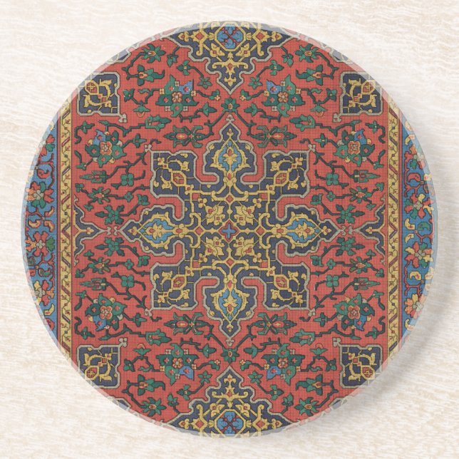 Dessous De Verre En Grès Tapisserie de tapis persan rouge bleu classique (Devant)