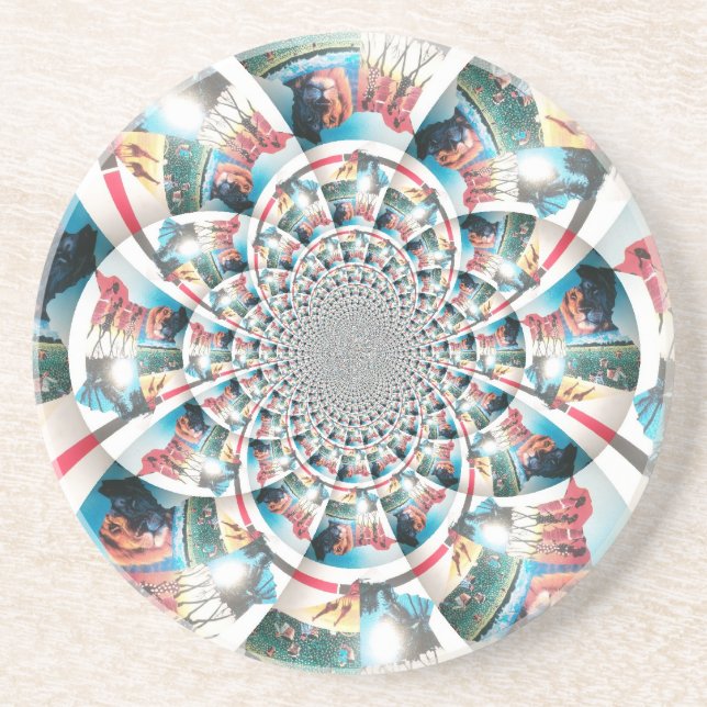 Dessous De Verre En Grès Tapisserie kényane Kaleidoscope (Devant)