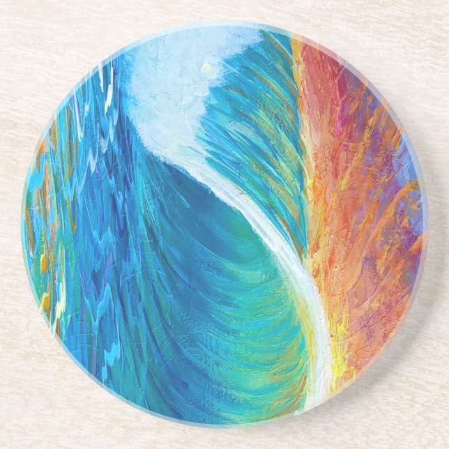 Dessous De Verre En Grès Tapisserie Sunset Surf Wave Medium (127 x 152 cm) (Devant)