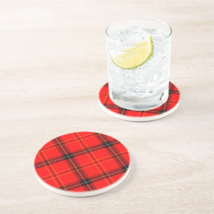 Dessous De Verre En Grès Tartan rouge écossais