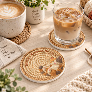 Dessous De Verre En Grès Tasse beige Chat Maman Nom personnalisé Cuisine