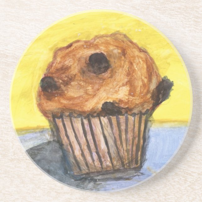 Dessous De Verre En Grès Tasse en grès Muffin au chocolat peint (Devant)