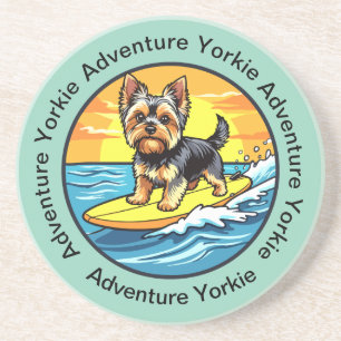 Dessous De Verre En Grès Tasses amusantes de surfeur Yorkshire Terrier de p