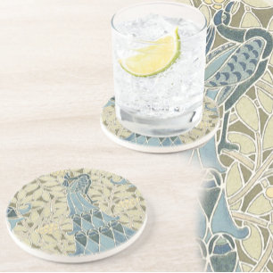 Dessous De Verre En Grès Tasses Vintage Paon