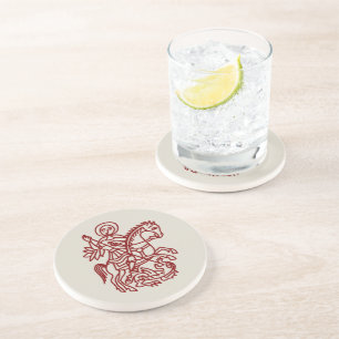 Dessous De Verre En Grès Tatouage du dragon de Saint-Georges et croix de Jé
