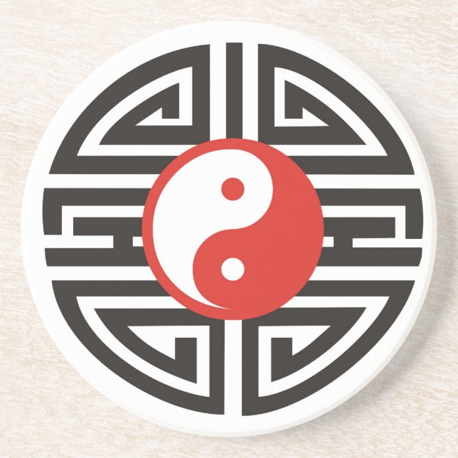 Dessous De Verre En Grès Tattoo Yin & Yang (Devant)