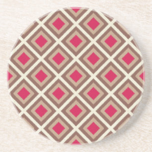 Dessous De Verre En Grès Taupe, Taupe Légère, Diamants Ikat Rose Chaud STay