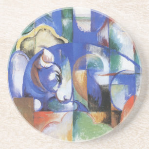 Dessous De Verre En Grès Taureau couché par Franz Marc, Cubisme Vintage Art
