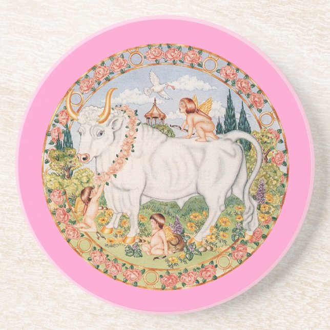 Dessous De Verre En Grès Taureau de zodiaque - customisez-le ! (Devant)
