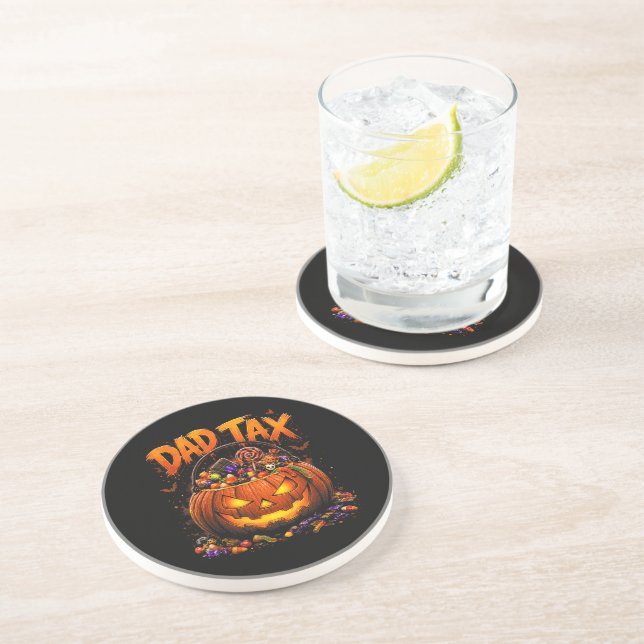 Dessous De Verre En Grès Taxe Papa Drôle Halloween Citrouille (Côté)