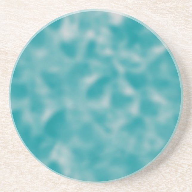 Dessous De Verre En Grès Teal et blanc chinés (Devant)