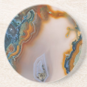 Dessous De Verre En Grès Teal translucide et agate de rouille