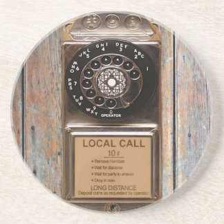 Dessous De Verre En Grès Téléphone antique rotatif payant rude