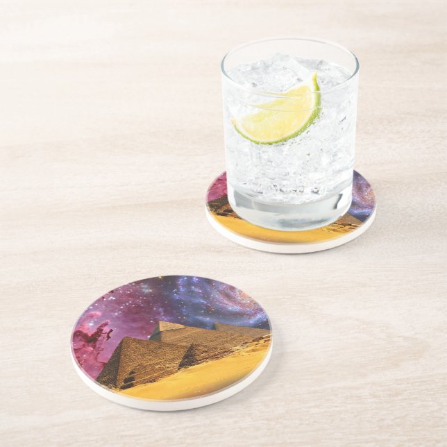 Dessous De Verre En Grès tempête cosmique au-dessus de l'égypte (Côté)